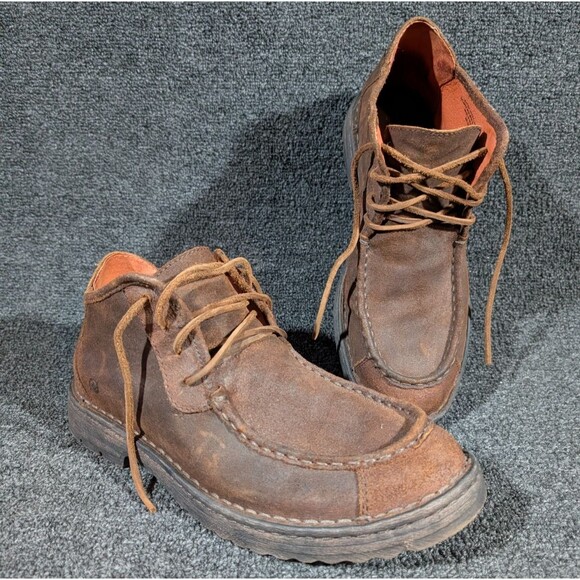 Born Mens 12 Boots Brown Leather Ankle Chukka Style Lace Up Moccasin Toe - Picture 1 of 9